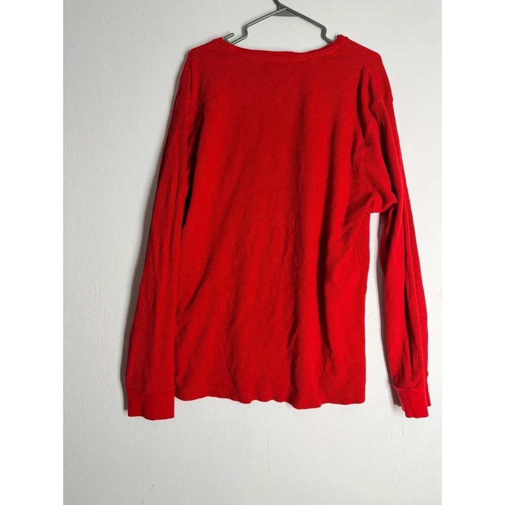 Polo Ralph Lauren Men XXL Red Waffle Knit Thermal Long Sleeve Custom Slim Fit